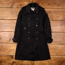 Burberry Trench Jacket S Double Breasted 10 Black Womens