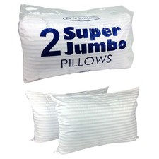 2x Large Bed Jumbo Firm Pillows Extra Filled Large Side Sleeper - Pillow Pair