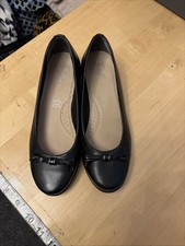 Footglove Wide Fit Black Leather Wedge Shoes Size 3