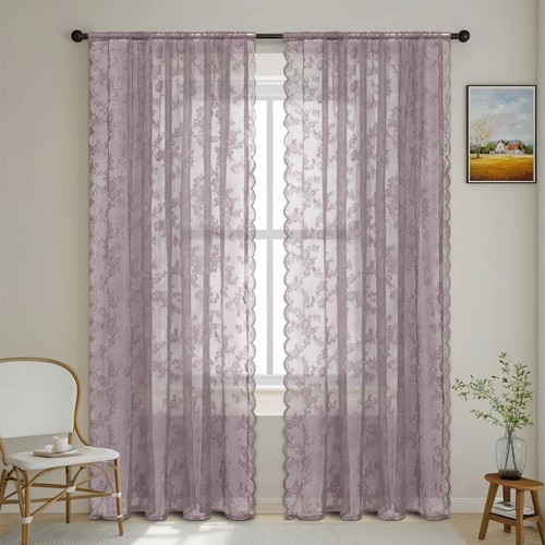 Lace sheer curtain panel - 1,