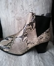 Karen Millen Real Leather Snake Print Ankle Boots Size 4