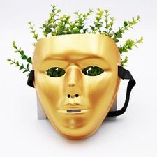 Face Solid Color Hip-hop Mask Gold Face Halloween Mask 4X Men's and Women's Full