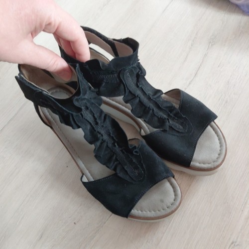 Gabor black suede ruffle - gabor,