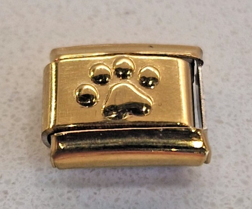Gold paw italian charm link - paw,