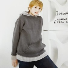 DEBBIE BLISS Cashmerino Aran Knitting Pattern Hoodie Jumper Sweater Boy Age 5/10