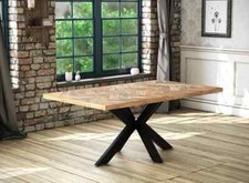 Rectangle Solid Mango Wood Dining Table Herringbone, Black Spider Legs - 180cm