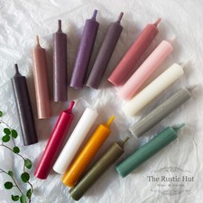 10 SHORT Dinner Candles 11cmx2cm Grey Pink White Green Coal Blue Linen Red Mixed