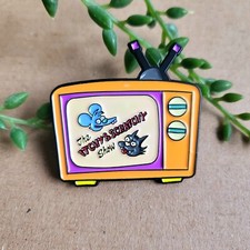 Simpsons Enamel pin badge - 1990s 90s Itchy and Scratchy Tv show Metal Pin Gift