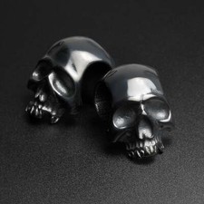 3D Skull Black PVD Saddle Ear