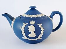Wedgwood Royal Blue Jasperware Teapot Elizabeth II Coronation - Limited Edition