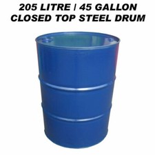 205 LITRE 45 GALLON CLOSED TOP STEEL DRUM BARREL CONTAINER FOR DIESEL GAS OIL 