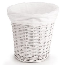 EHC Round Wicker Willow Storage Basket  W/Lining Waste Paper Bin