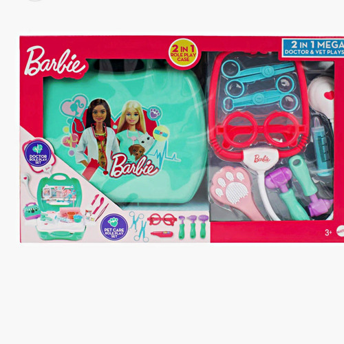 Barbie mega case doctor - barbie, 2-in-1