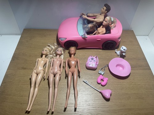 Barbie pink convertible car - pink,