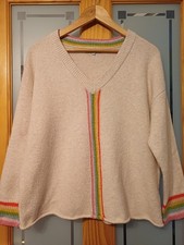 Blue Diamond Cerulean Womens Jumper Cricket V Neck Rainbows Loose Fit