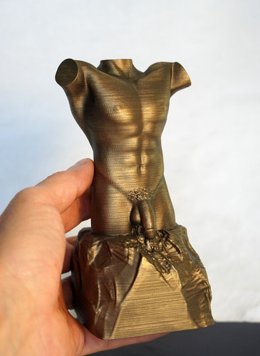 Male torso sculpture - male, bronze