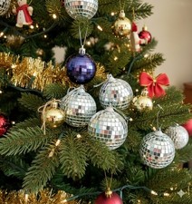 Job Lot Disco Glitter Ball Baubles Silver Gold Purple 3–5cm Xmas Tree Decor