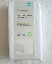 Kirkton House COTTON POLYESTER Double Fitted Sheet - White  Easy Care BNIP