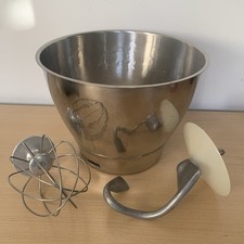 Orig Kenwood Chef Stainless Steel Bowl Part 17551 + Dough Hook + Balloon Whisk
