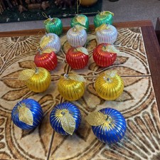 Vintage Retro Silk Spun Apple Large Baubles Tree Decorations Bright Christmas 15