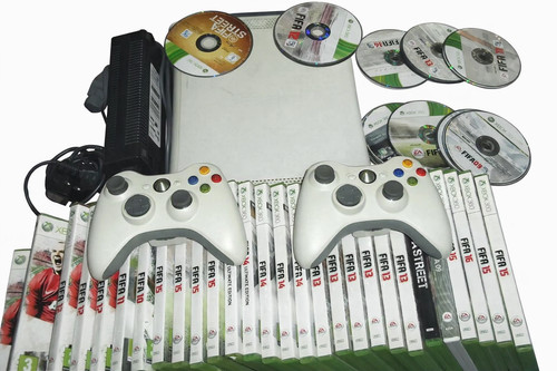 White xbox 360 console - white,