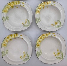 Lot of 4 Vintage Yellow Flower Sunderland Ware Dessert Dishes 17cm Diameter