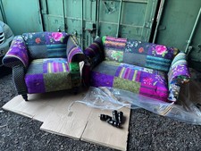  Patchwork Fabric 2-Seater