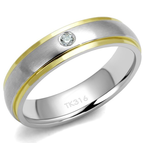 Mens silver band two tone