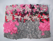 Small Rag Rug Table Centre Piece Handmade grey pink multi colour  Ref No 85.