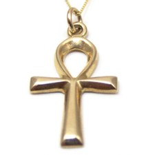 9CT Gold Ankh Cross Pendant  1.5g Yellow Rose or White UK Hallmarked Gift Boxed