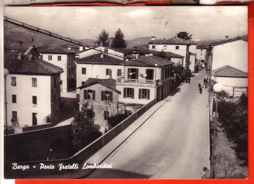 Barga postcard travelled - b/w,