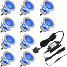 IP68 Outdoor LED Decking Lights 30Mm round Blue 10 Kit DEC10BL