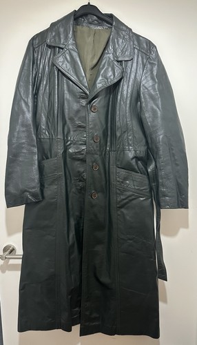 Vintage green leather long - leather,