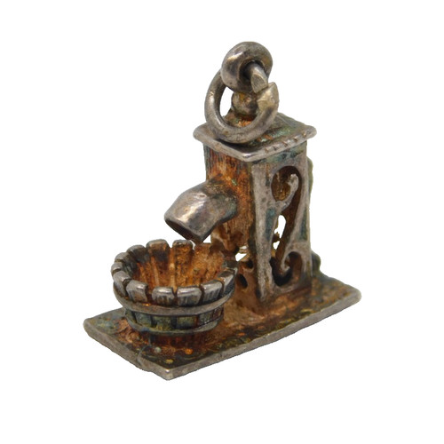 Sterling silver water pump - silver,