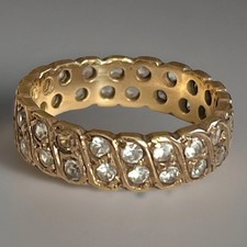 9ct Gold Spinel Full Eternity Ring 3.84g Vintage 3mm Band Hallmarked 1965 Size N