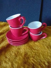 Set of 4 Red Olympia Porcelain