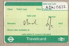 APTIS card unissued - London Travelcard weekly green - Norprint Jan 1990- unused