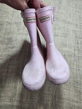 Well-Loved Pink Hunter Kids' Wellington Boots - Size 11