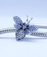 Queen Bee Charm Bead Sparkly Spacer Stopper Genuine 925 Sterling Silver 💖