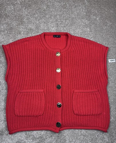 Chunky knit red - knit, button-up