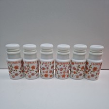 6 Vintage Arcopal Scania French Italian Milk Glass Herb Spice Jars With Lid Rare