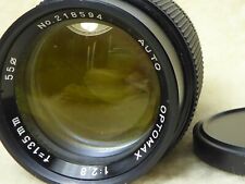 Pentax pk fit Optomax 135mm 1:2.8 lens, A/M aperture fits 35mm k1000 me super