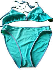 Unbranded UK 10 Aqua Mix Triangle Halterneck Bikini Brief Set