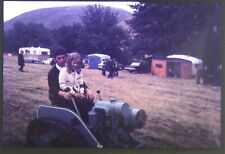 35mm Slide Man Girl Drive Small Tracked Vehicle Tractor ? on Caravan Site