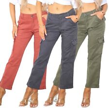 Ex Zara Ladies Combat Stretch Trousers Cargo Cotton Joggers Elasticated Waist