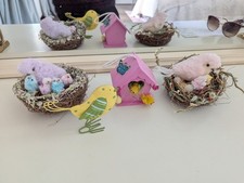 Bundle of artificial birds nests, boxes, home decor, chicks/eggs toy