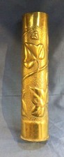 ANTIQUE WWI BRASS TRENCH ART VASE SHELL CASE
