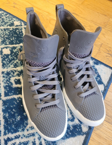 Converse grey leather high top - grey,