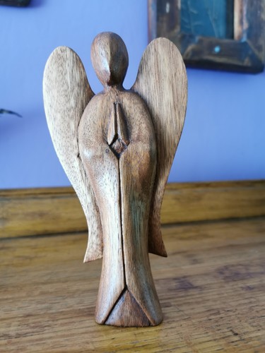 Hand carved wooden angel made - hand,