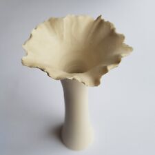 Art bisque ceramic pottery splash vase 22cm nautilus shell mark handcraft